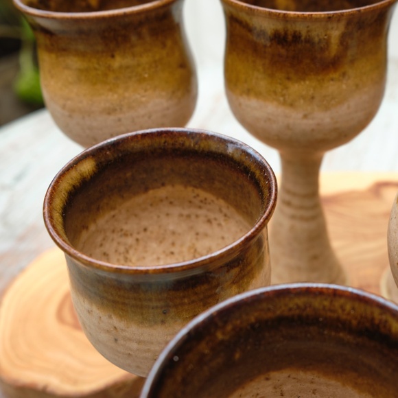 Vintage Geele Studio Pottery Goblets / Cordials - Set of Six (6) - Picture 5 of 10